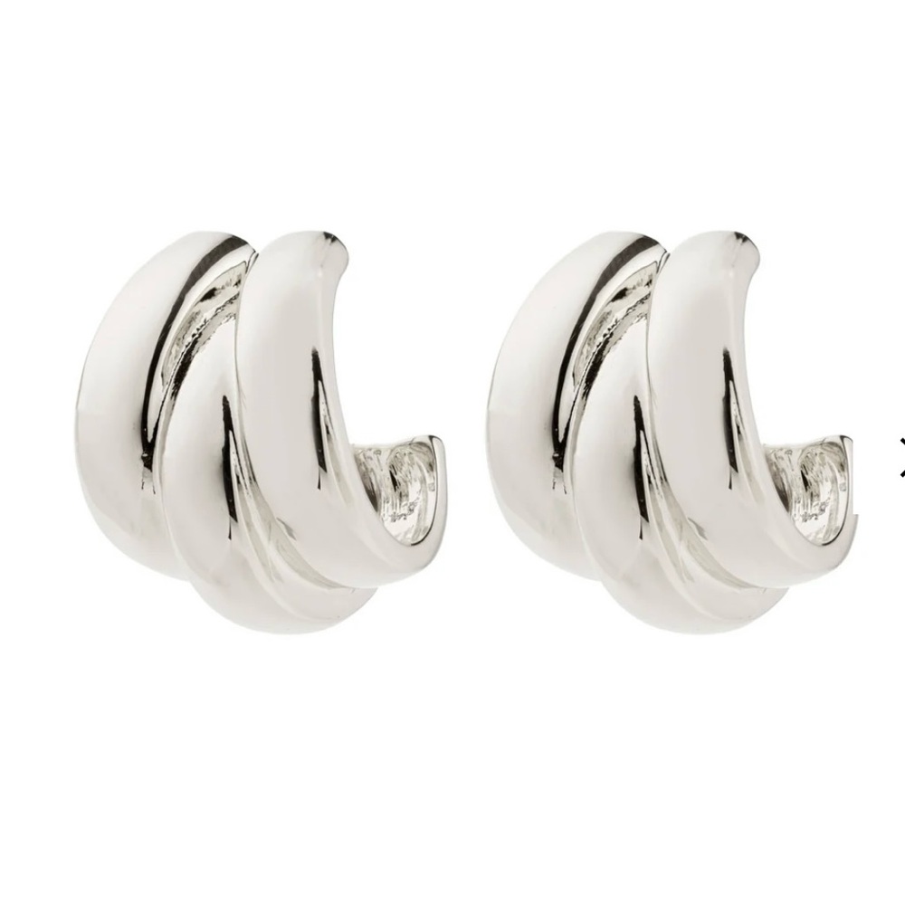 Pilgrim Demi hoop - Silver-Tone Sculpted Hoop Earrings - Women Jewelry